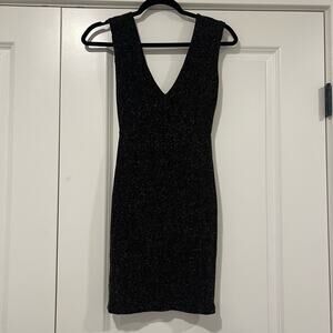 Forever 21 Women's Sparkly Gold Black‎ Mini Bodycon Dress Size XS